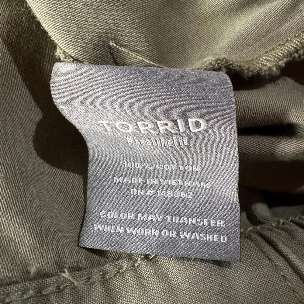 Torrid SZ 3 (3X-Large) Cropped Utility Jacket Snap Front Pockets Olive Green - Image 8