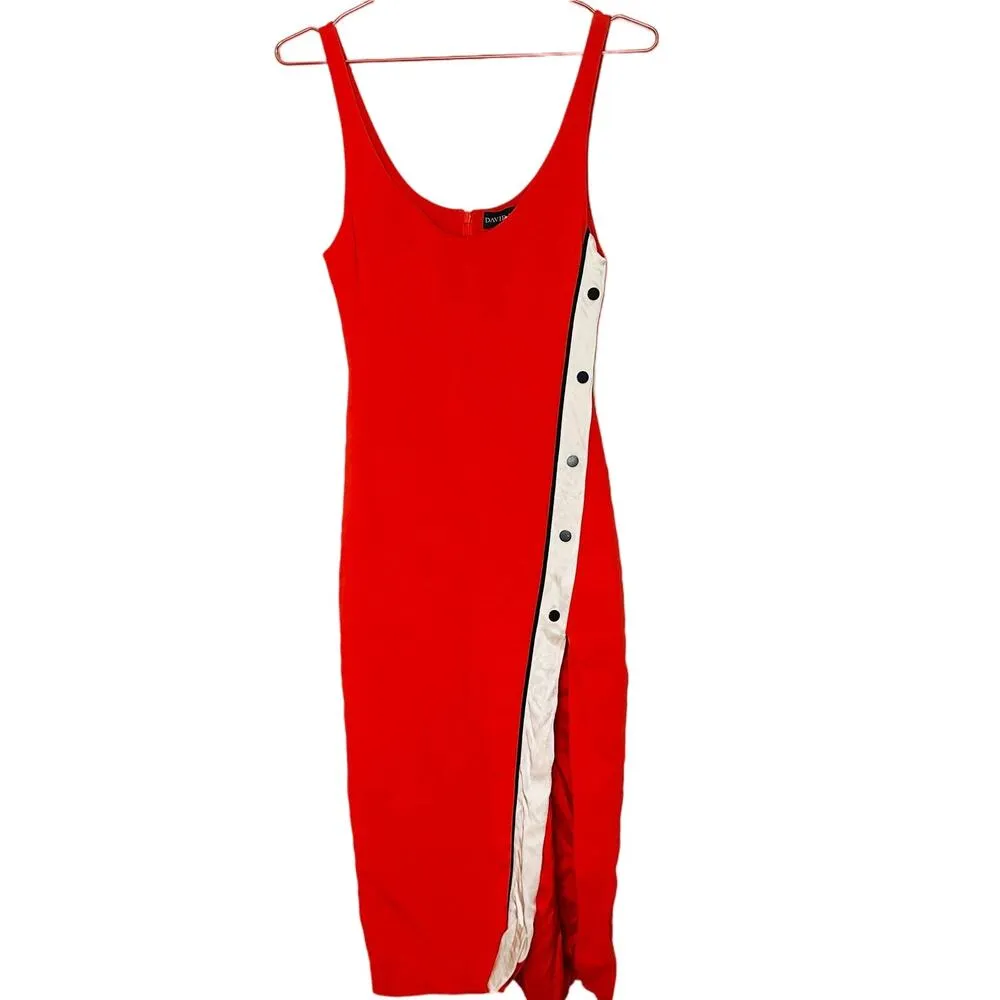 David Koma Women's Red Acetate Snaps Sleeveless Slit Tank Dress Size Small - Image 4