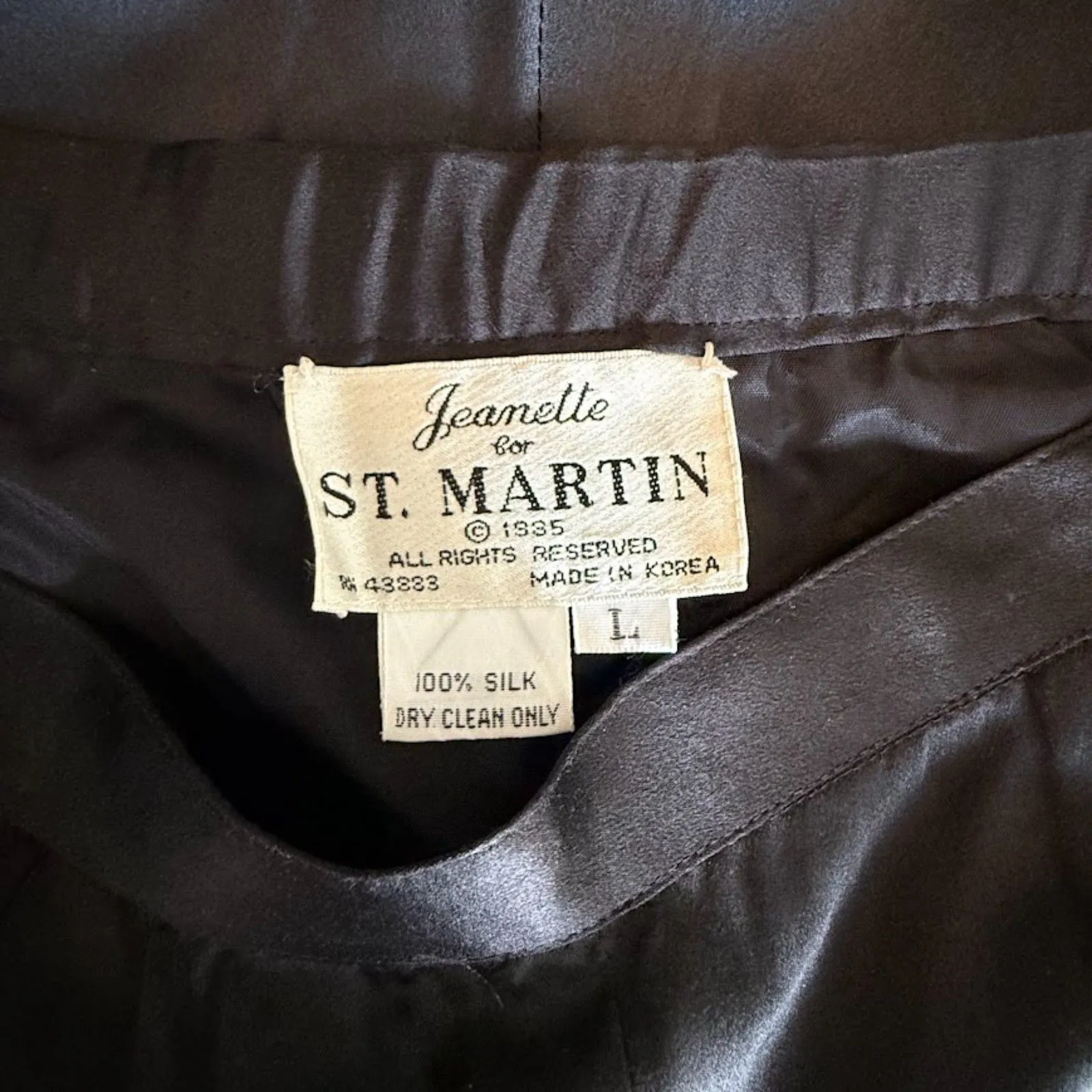 Vintage 1985 Jeanette for St. Martin 100% Silk Pleated Pants in Black size L Size L - Image 11