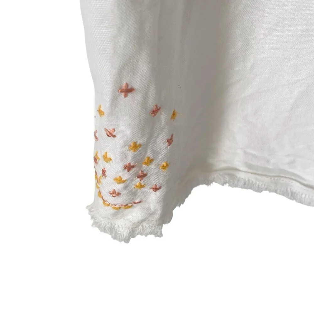 Holding Horses Anthropologie White Linen Fruit Salad Dress size small - Image 7