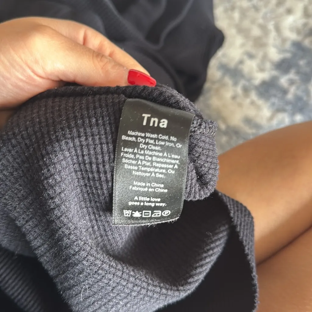 TNA black waffle turtle neck long sleeve shirt - Image 4