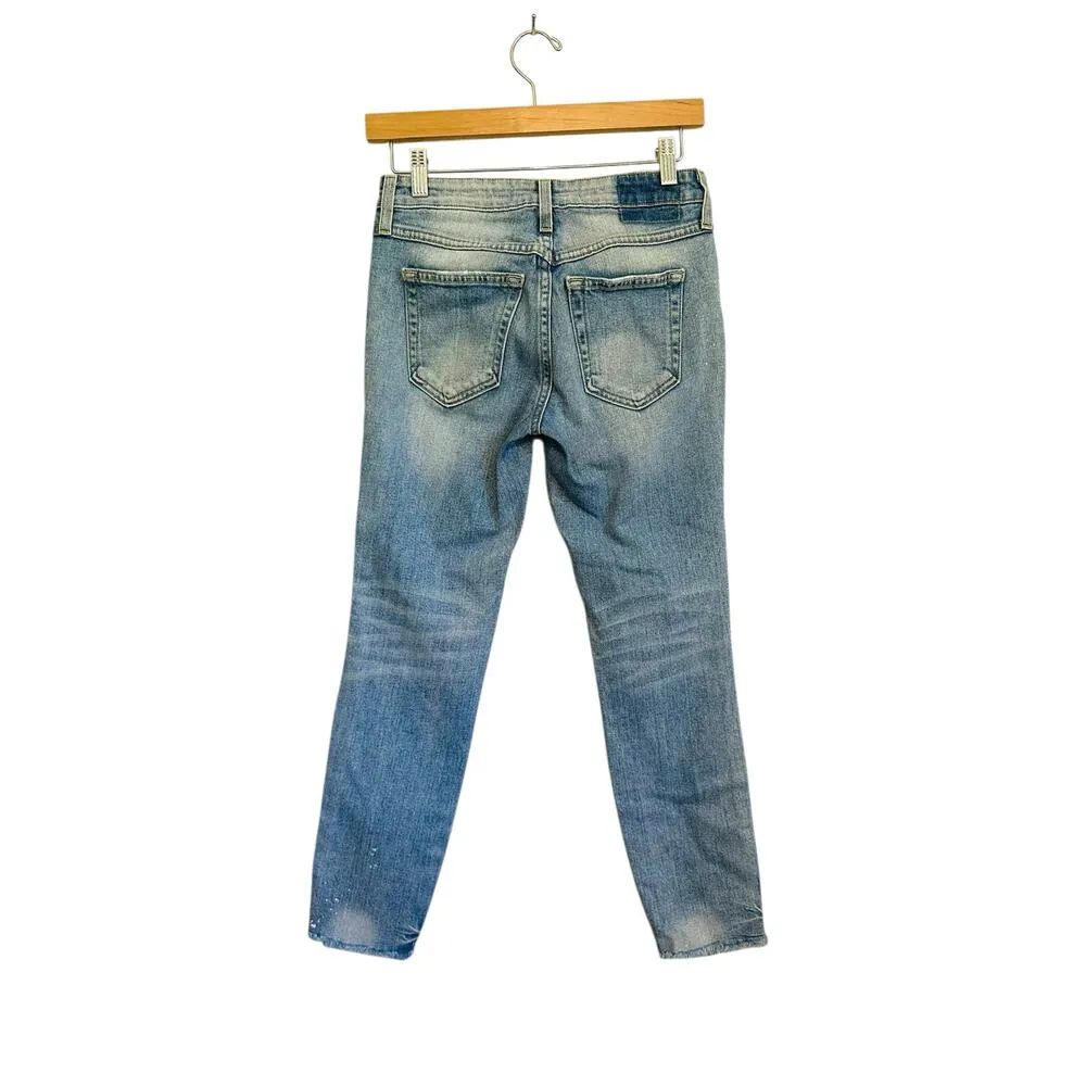 Free People AMO Stix Crop Spin The Bottle Distressed Light Wash Jeans Size 25 Blue - Image 7