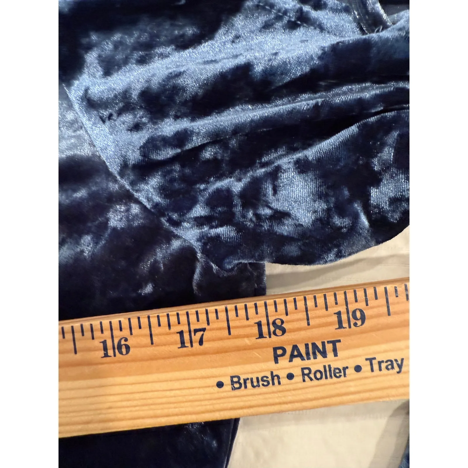 Liquid by Sioni Velvet Top Women Small Blue Stretch Tie Bell Sleeve Keyhole Back - Image 6