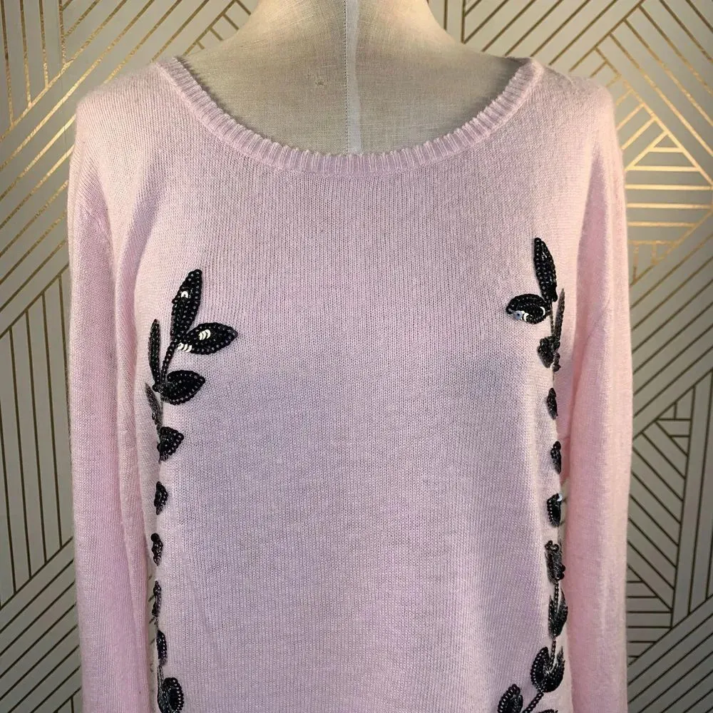 Wildfox Laurel‎ Wreath Sequin Sweater in Pink - Image 4