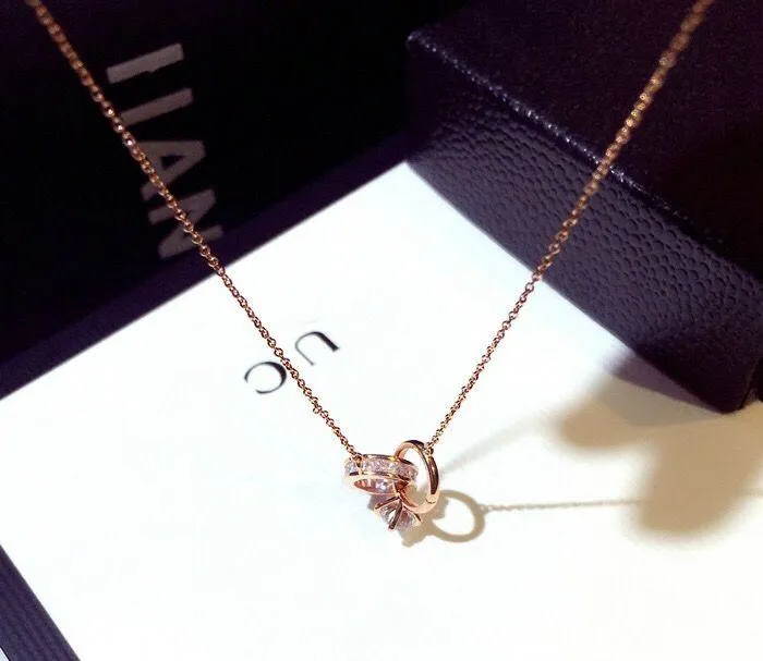 14K Rose Gold Plated Ring Pendant Necklace - Image 3