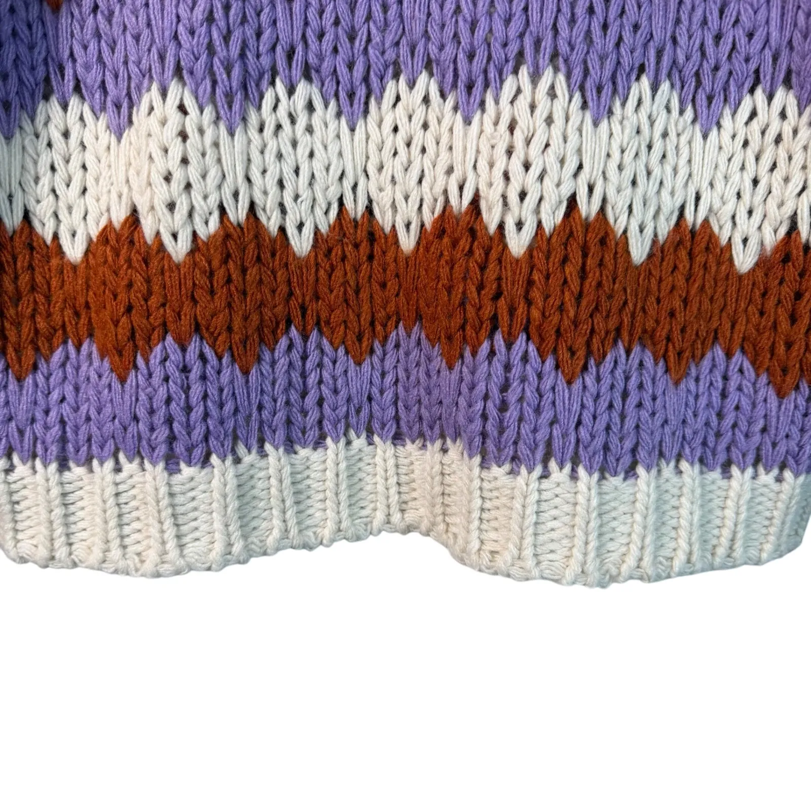 OWN IT Made in Italy Chunky Knit Striped Sweater Cozy Multicolor – Size S – NWT Purple - Image 10