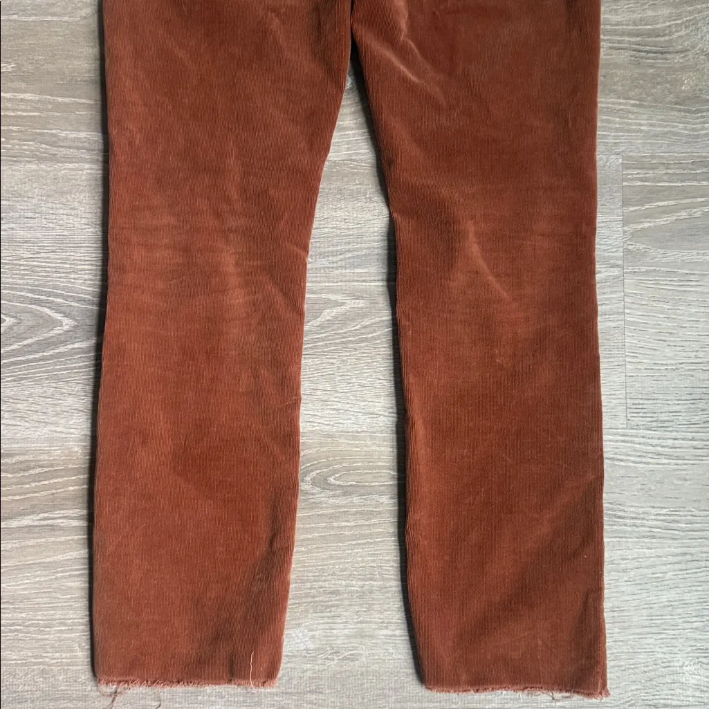 MOTHER DENIM CORDUROY MID RISE DAZZLER ANKLE FRAY HOPSCOTCH MONK'S ROBE 26 Brown - Image 13