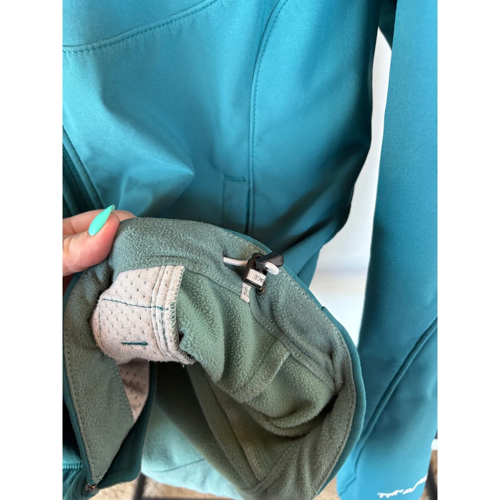 North Face Apex Thermal Teal Jacket Zip Up Outdoor Active Hiking Womens Large - Image 10