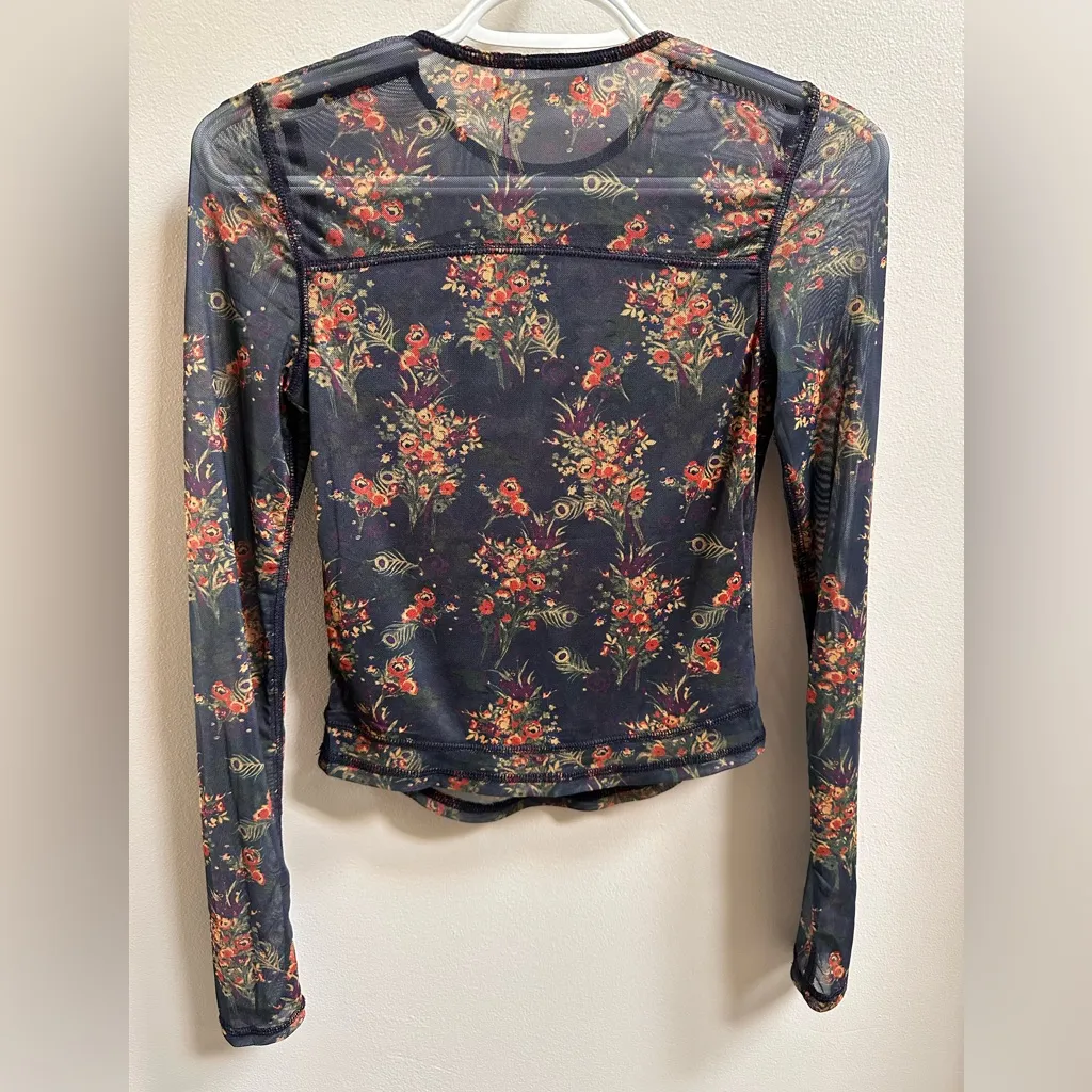 NEW Natural Life Sloane Mesh Long Sleeve Top Navy Floral Women’s XS - Image 8