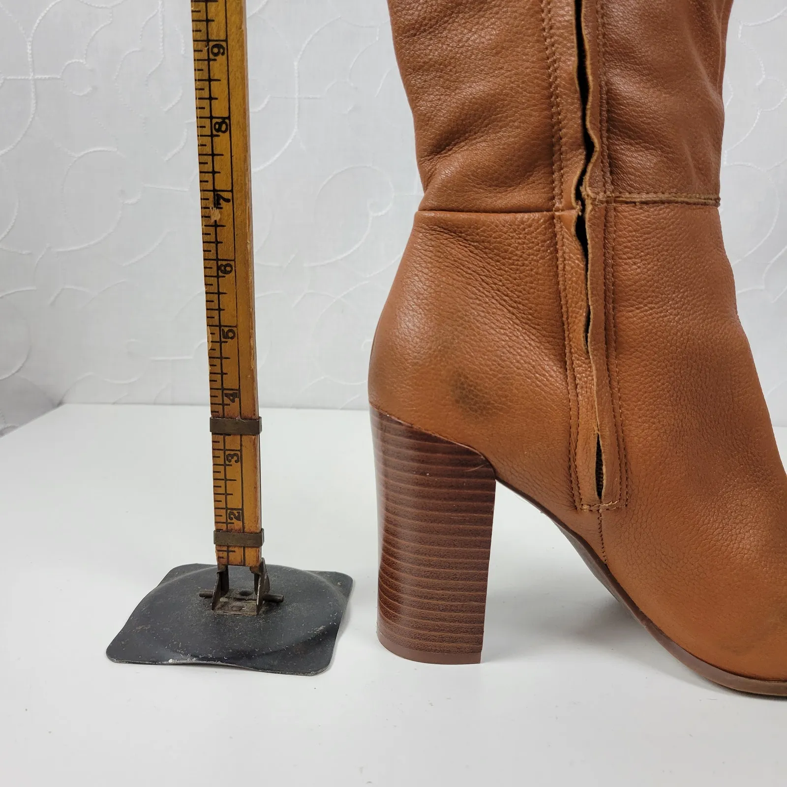 Kenneth Cole NY Justin Womens Boots Size 8.5 Cognac Leather Knee‎ High Round Toe Brown - Image 12