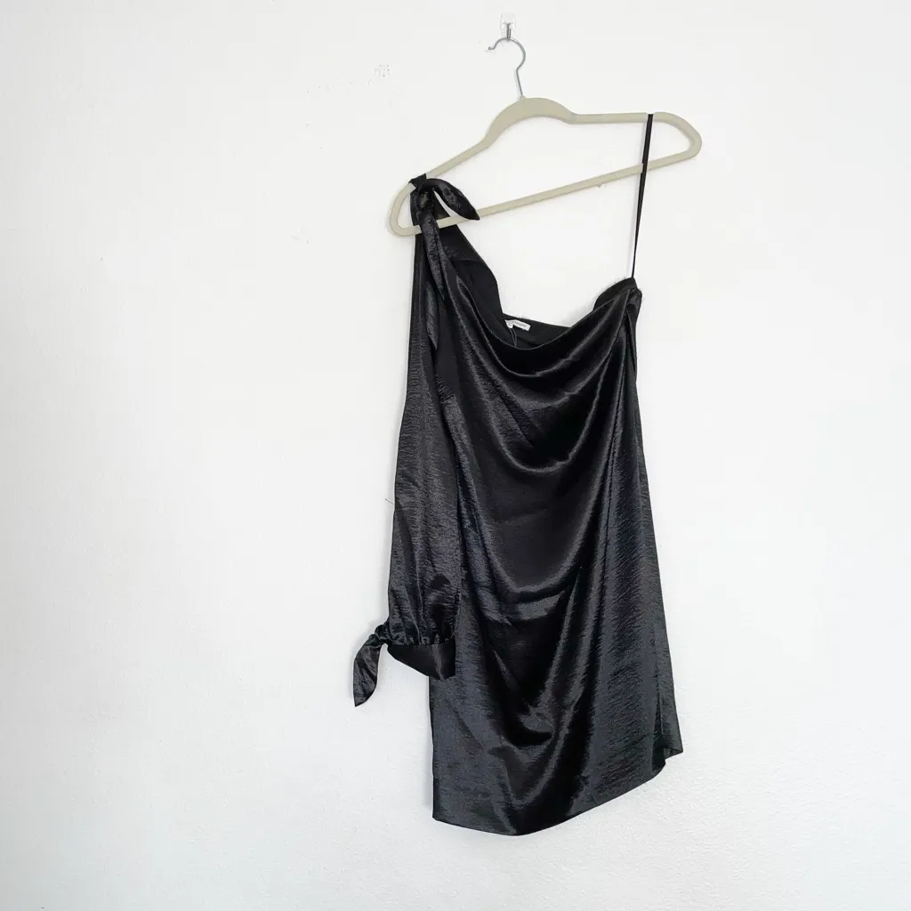 NWT Rebecca Minkoff Nash Dress Black One Shoulder Silky Fabric - Image 10