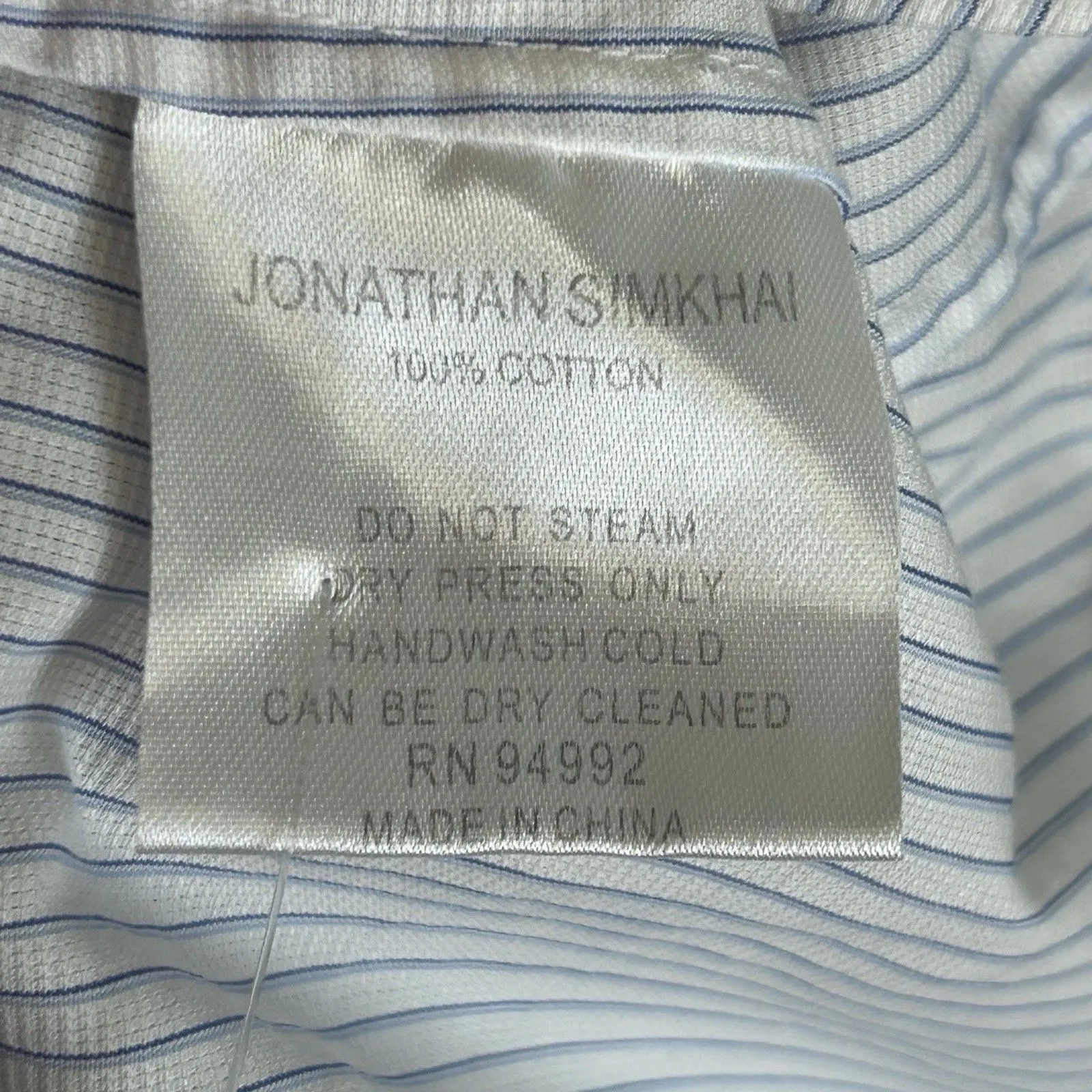 Jonathan Simkhai Top Sz XS Striped Ruffle Off The Shoulder 3/4 Sleeve Blue White - Image 9