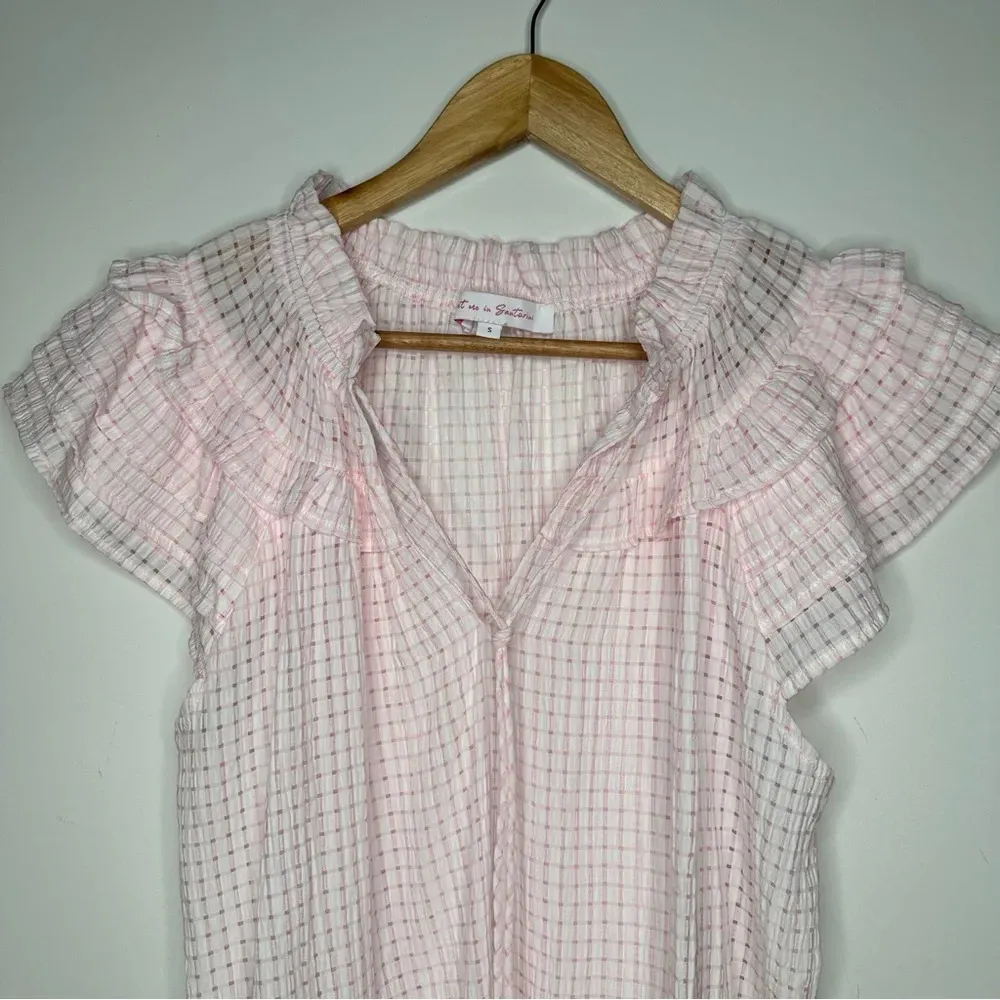 Meet Me In Santorini NEW! Pink Gingham Jasmine Top Size Small - Image 3