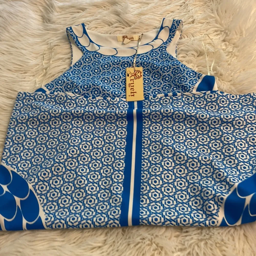 ARYEH Blue and White Sleeveless Dress size M brand new length 35” bust 34” - Image 11