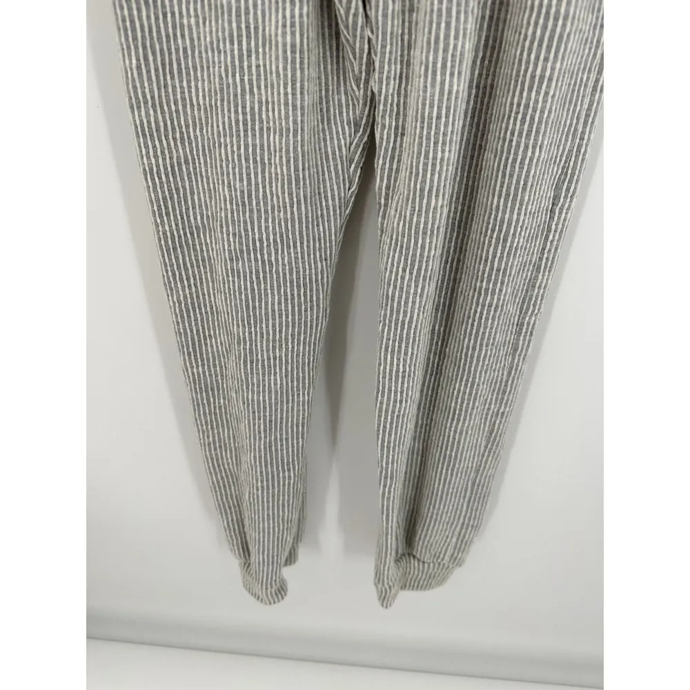 Caution To The Wind Grey White Striped Drawstring Jumpsuit Women's Size Small S - Image 3