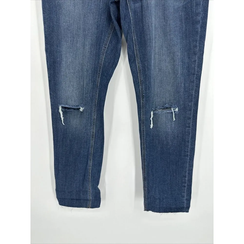 Express Women Juniors Teens Size 6 Jeans Straight Leg‎ Girlfriend High Rise Dark - Image 3