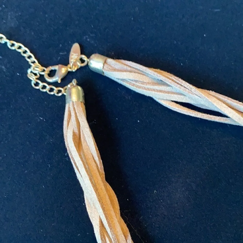 💕Vintage leather in spring layered necklace Brown - Image 3