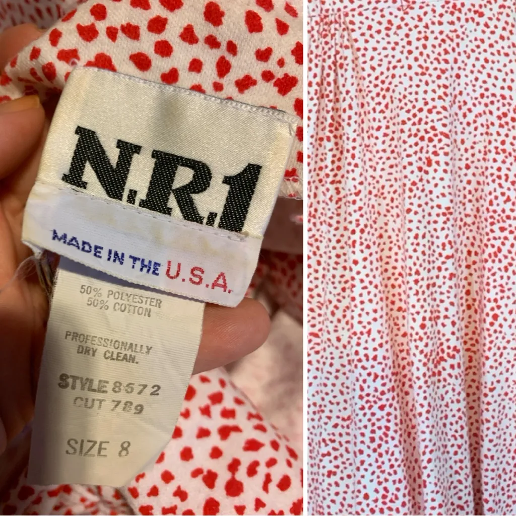 VINTAGE 1980'S NR I RED & WHITE JERSEY KNIT WRAP DRESS WITH MATCHING BELT (8) - Image 11