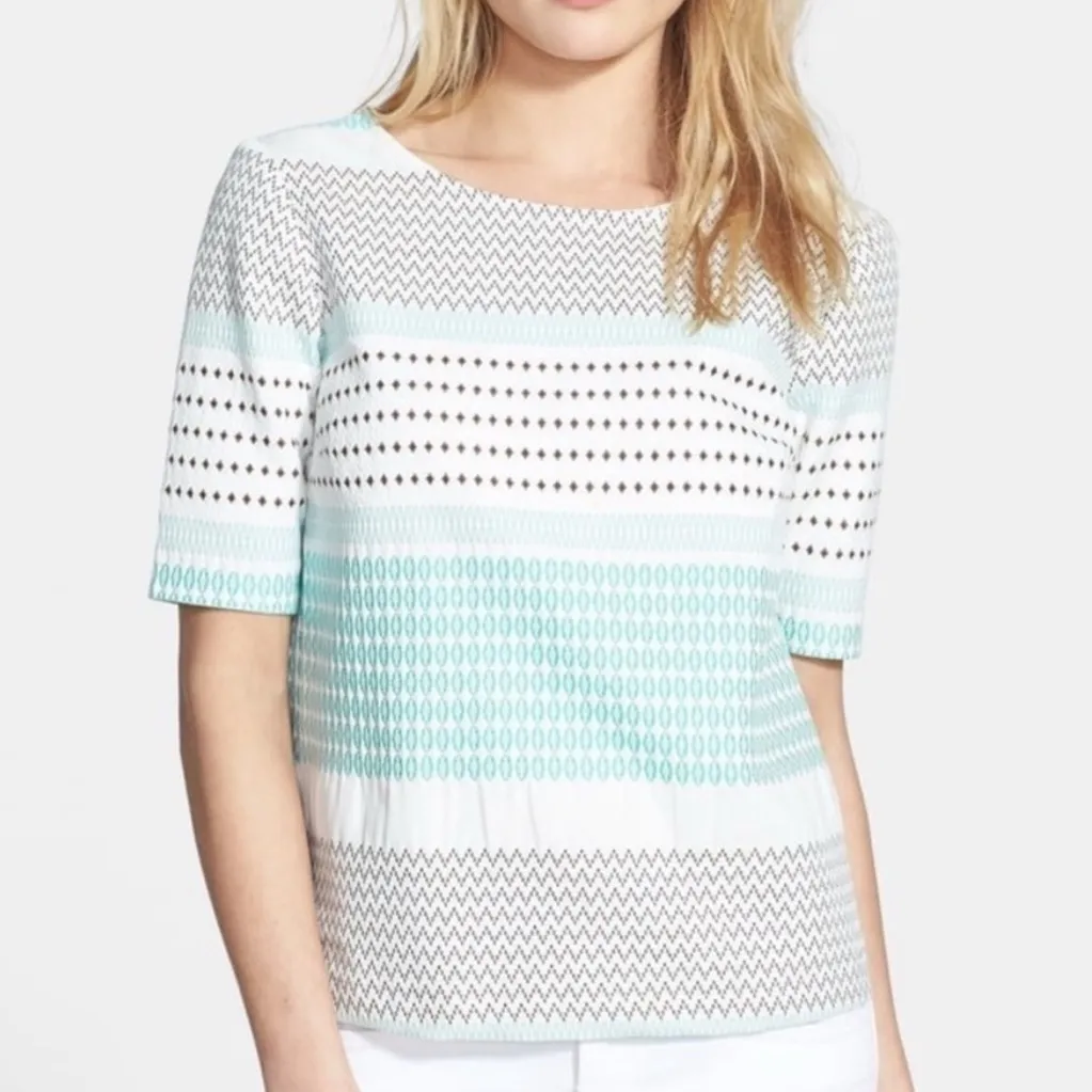 Ella Moss• jacquard cotton zip back blouse•sz s - Image 10