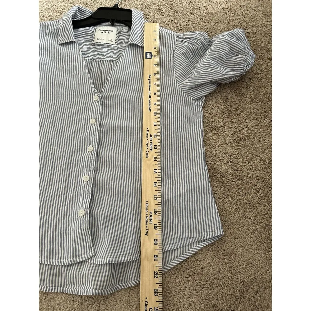 Abercrombie & Fitch Lightweight Blue Striped Cotton Button Up Shirt Size S Beach - Image 7