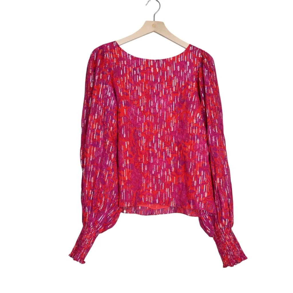 Lilly Pulitzer Womens 12 Alfreda Amaryllis Red Secret Hideaway Lined Blouse  NEW - Image 2