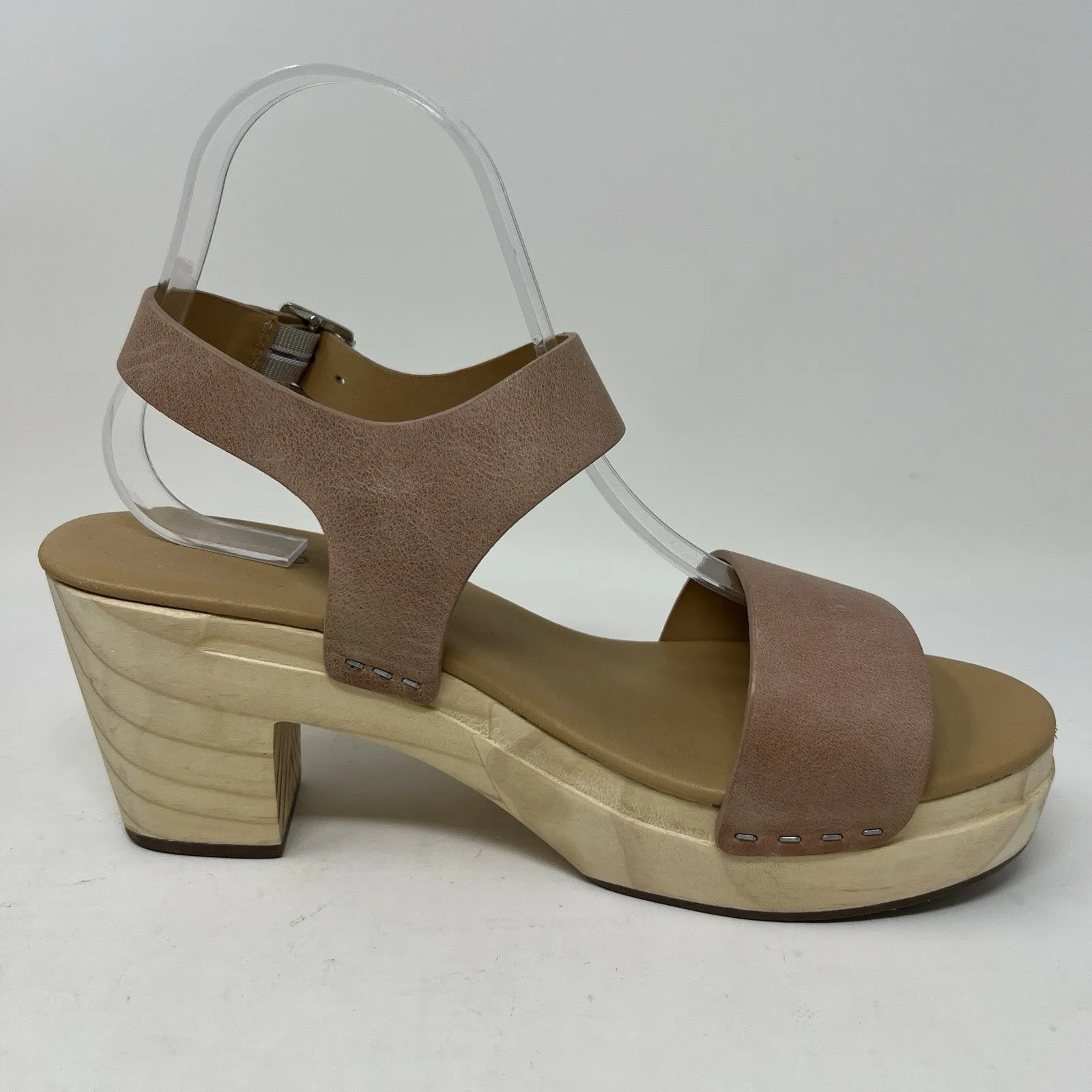 Nisolo All Day‎ Open Toe Clog Sandals Almond Brown Leather Platform Shoes Size 9 Tan - Image 8