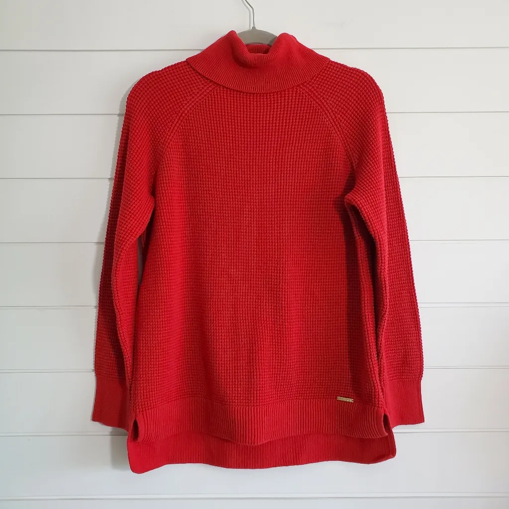 Michael Kors  Sweater Size Medium Red Chunky Open Knit Cowl Neck Size‎ XL - Image 2