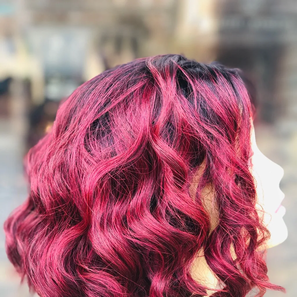 Red wine burgundy Christmas wig short curly Bob Black - Image 4