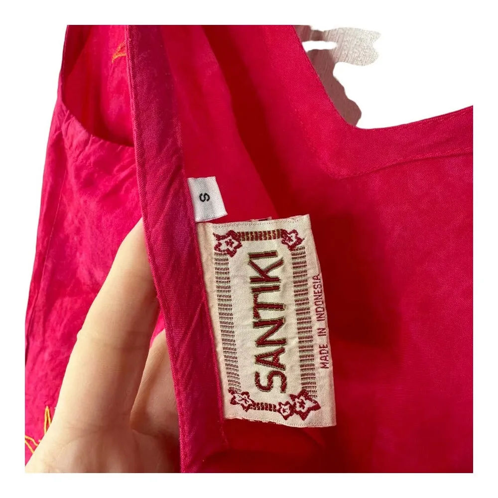 Santiki Pink & Orange Embroidered Sleeveless Maxi Dress Women's Size Small - Image 7