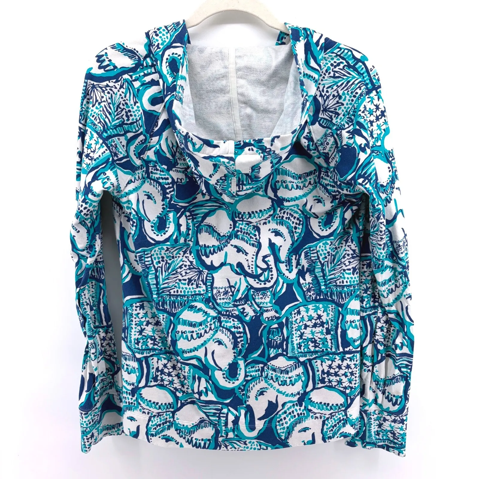 Lilly Pulitzer Skipper Popover Small 1/2 Zip Elephant Print Hooded Sweatshirt - Image 5
