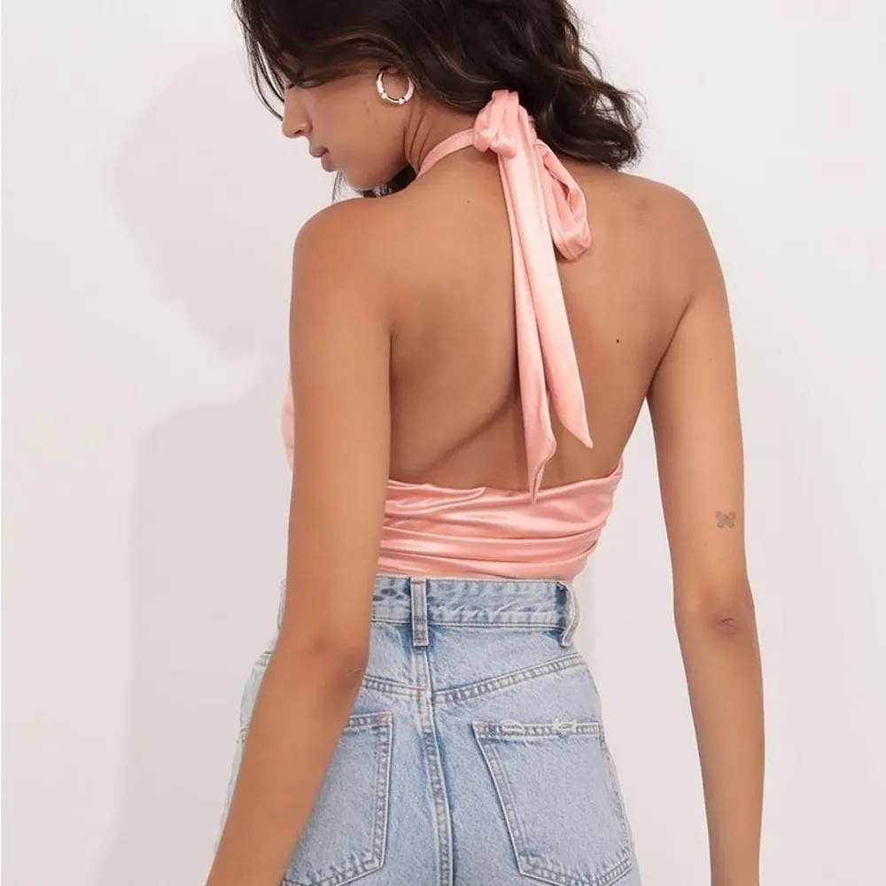 LUCY IN THE SKY Halter Top In Peach - Image 2