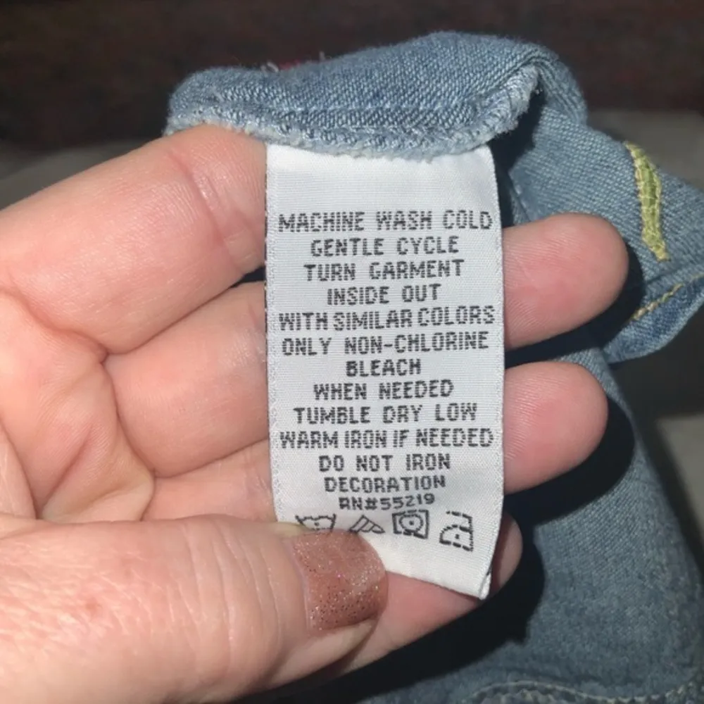 Country Royal Denim Floral Embroidered & Studded Birds Long Sleeve Shirt Medium - Image 13