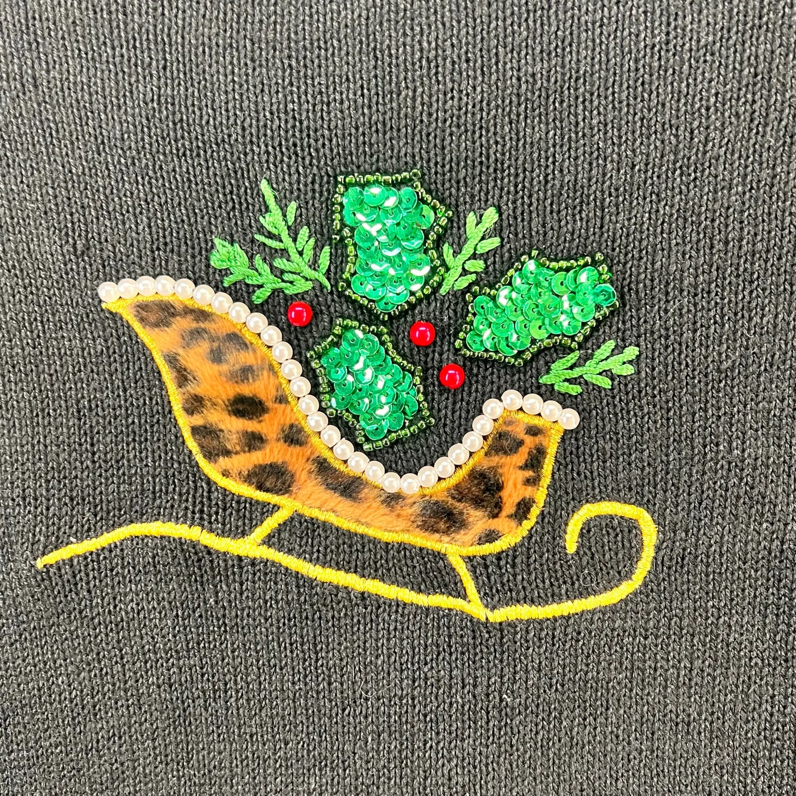 Vintage BP Design Cardigan Sweater L Black Embellished Christmas Holiday Grandma Size L - Image 5