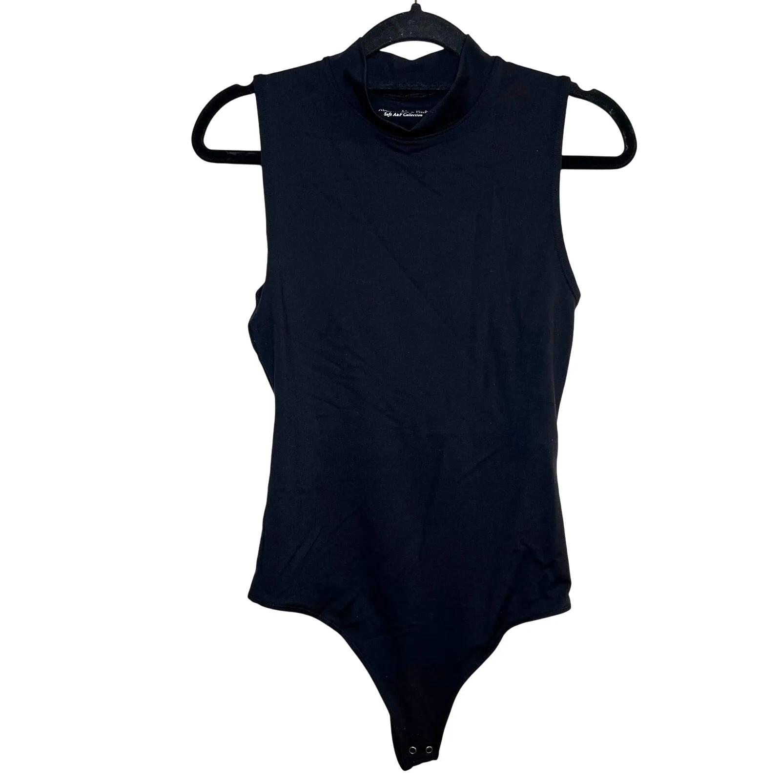 Abercrombie Mockneck Bodysuit Black Size Small Soft‎ A&F Thong Sleeveless Basics - Image 2