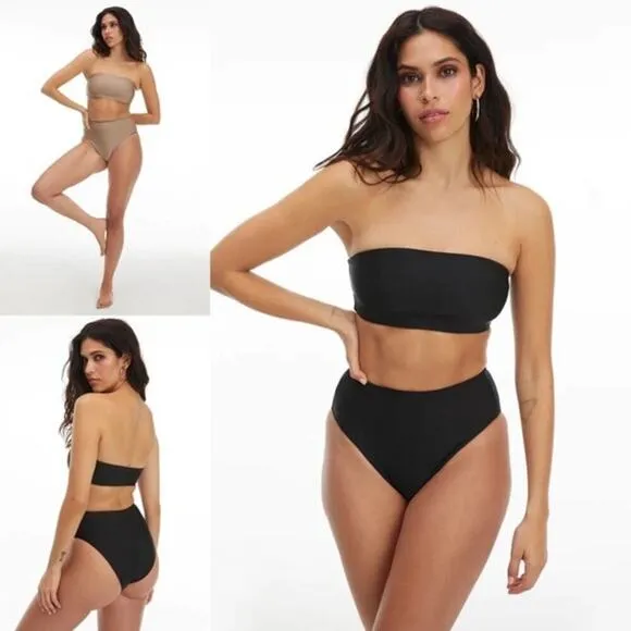 NWT Good American Reversible Better Band Top Black Latte Swim Bikini Top size 0 - Image 2