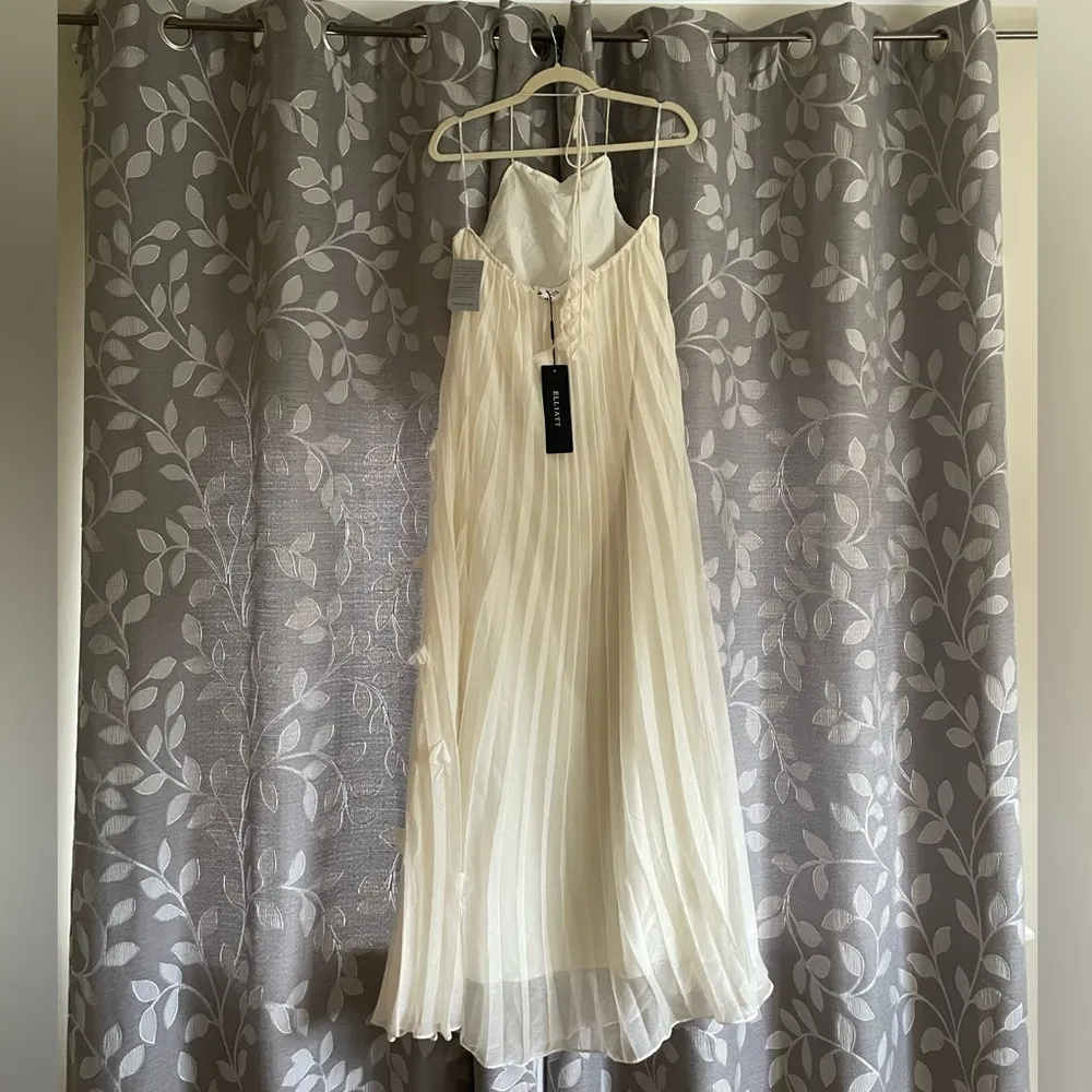 Elliat Emelia Floral Appliqué Pleated Georgette Halter Maxi Dress - Image 8