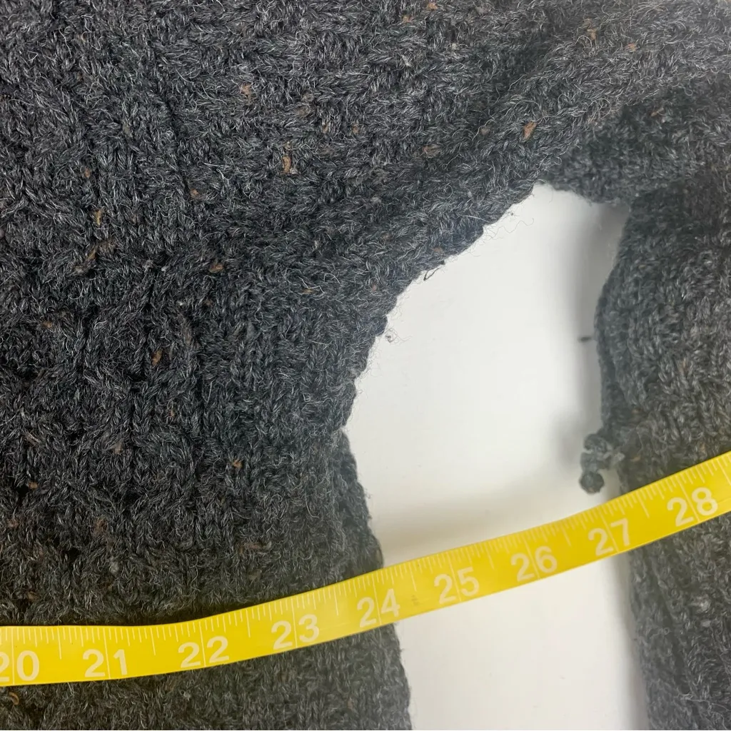 Kilronan Knitwear women's XL Gray wool knit cable long sweater Ireland - Image 8