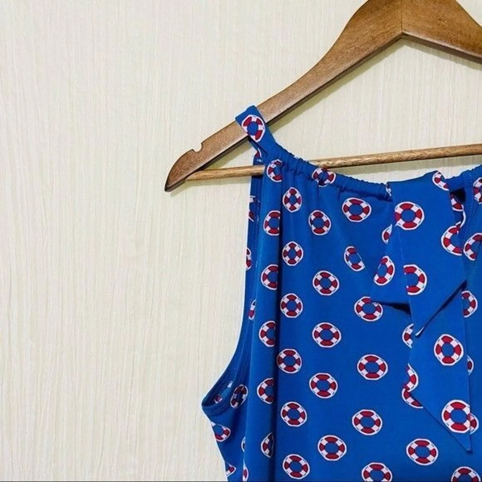 Cynthia Rowley Sleeveless Tank Blue with Nautical Print Size Large - Image 10