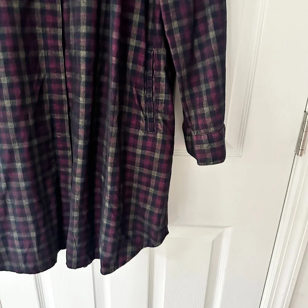 Fat Face Navy Burgundy Plaid Chester Check Corduroy Buttondown Collared Dress 18 Red - Image 6