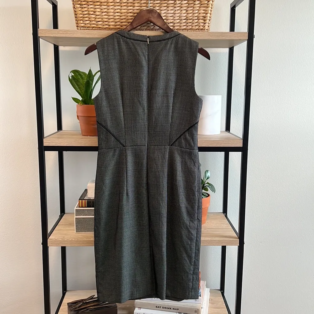 Hugo Boss Delasana Virgin Wool Lined Jacquard Sleeveless Fitted Career Dress, 6 - Image 7