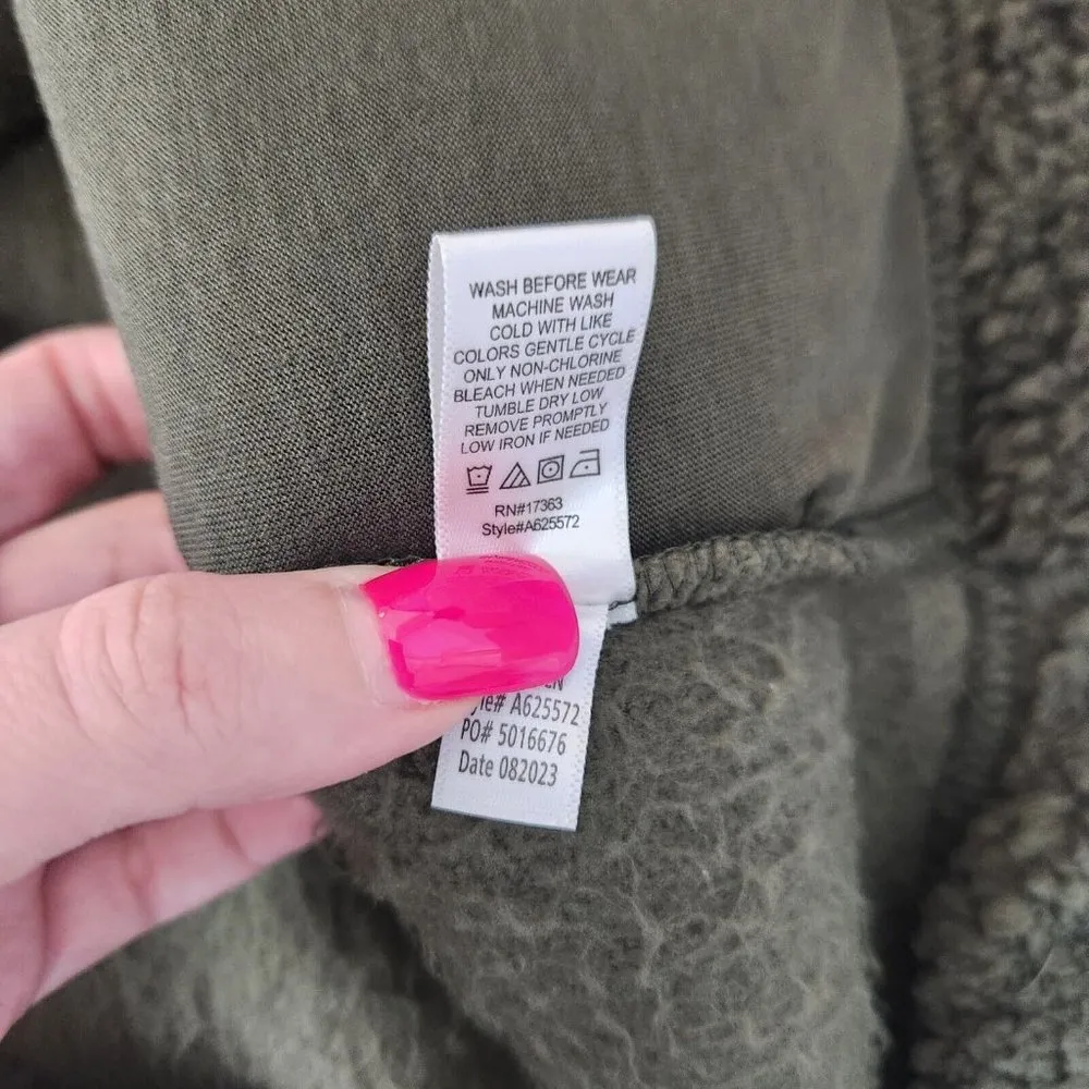 Koolaburra by UGG Brushed Back Sherpa Cozy Vest Olive Night XL Sleeveless Hooded - Image 11