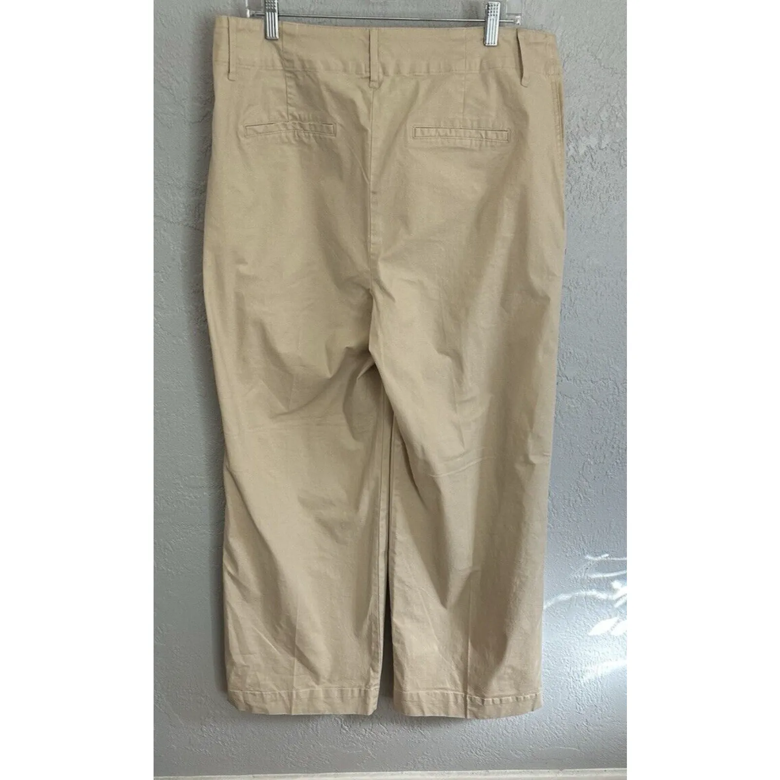 A New Day Women’s High Rise Wide Leg 12" Beige Paper Bag Pants (Size 14) Hobo - Image 2