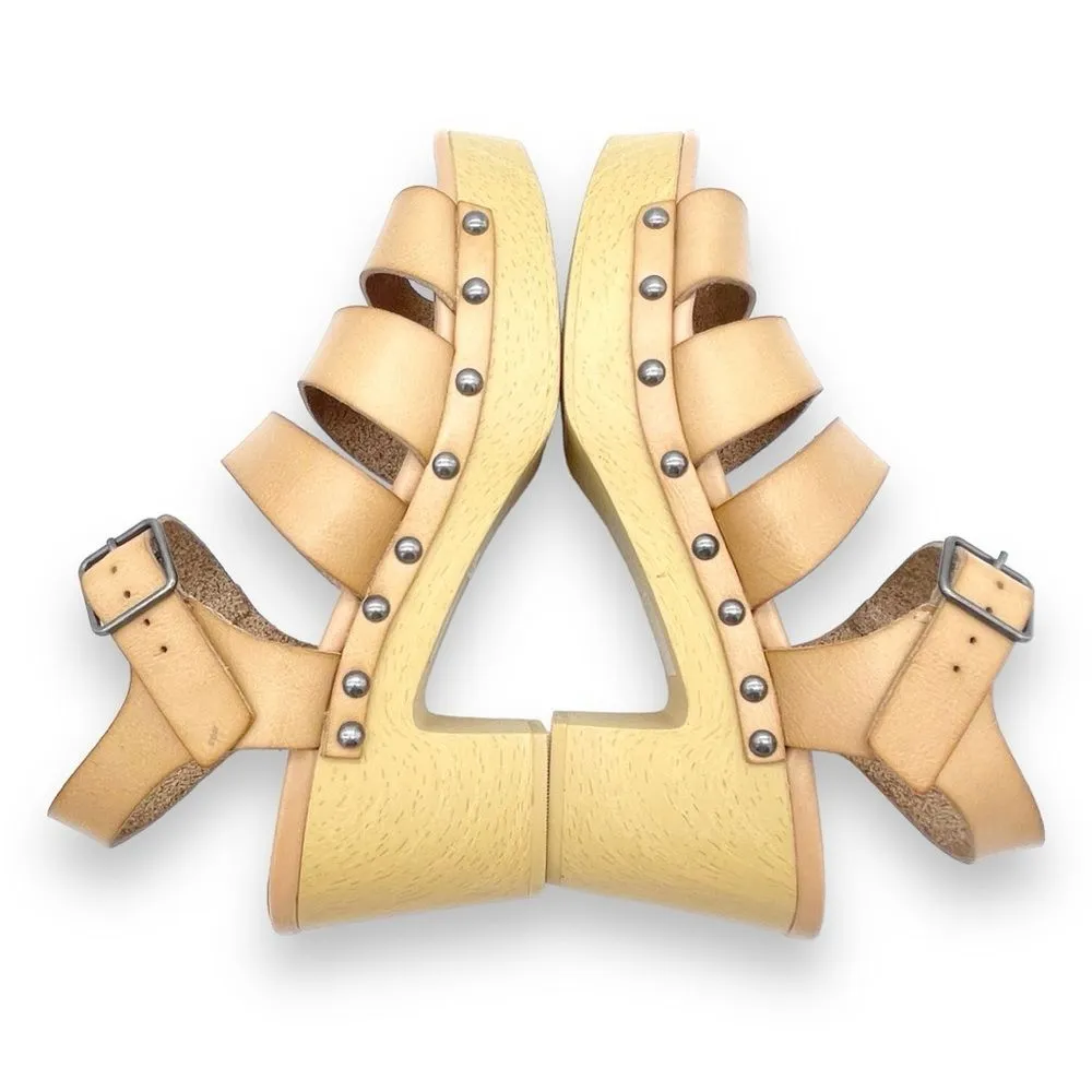 J. Crew The Chloe Clog Platform Strappy Sandal in Saddle Tan Faux Leather Size 7 - Image 9