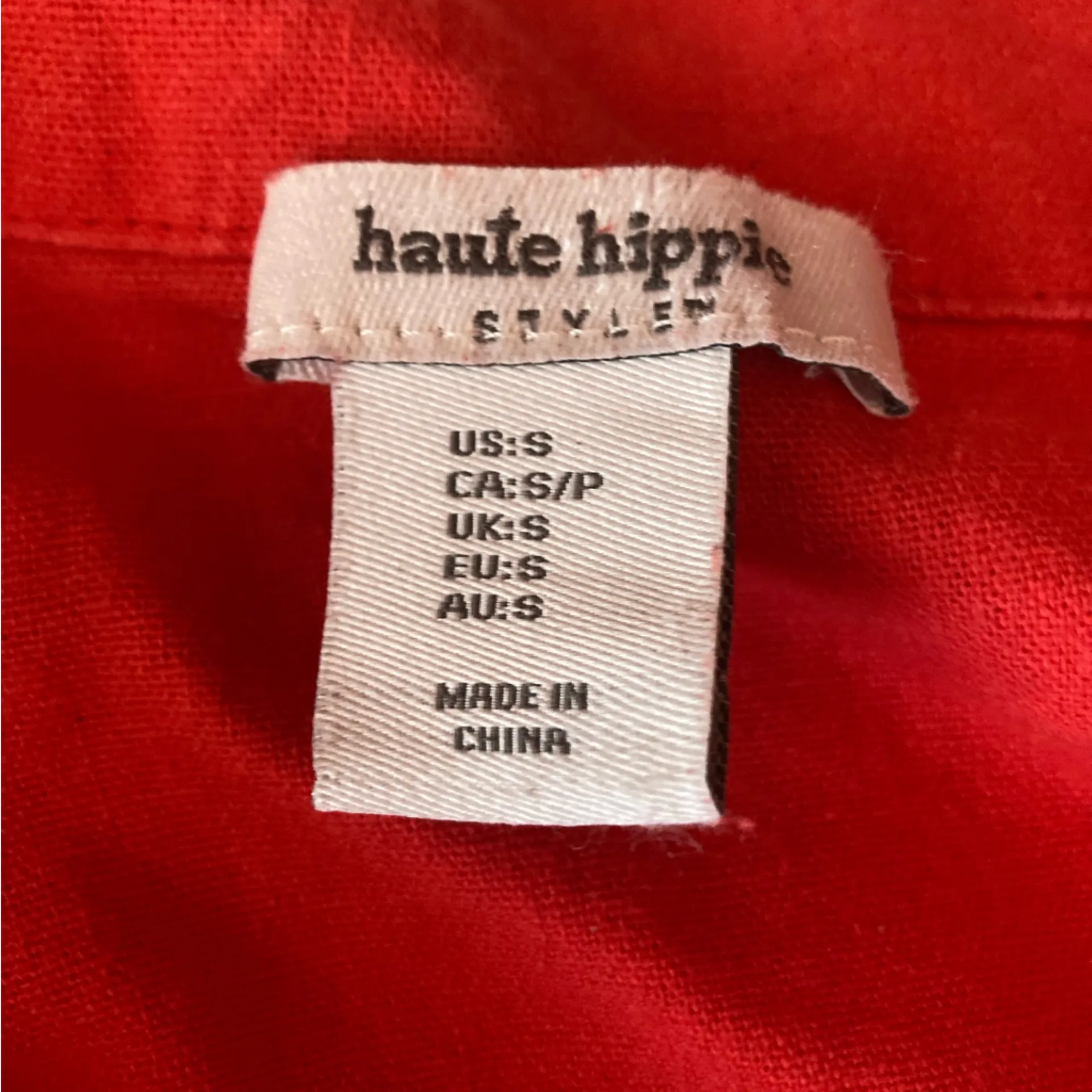 Haute Hippie Linen Long Sleeve Button Down Red Shirt Dress pockets Beachy BeltSm - Image 3