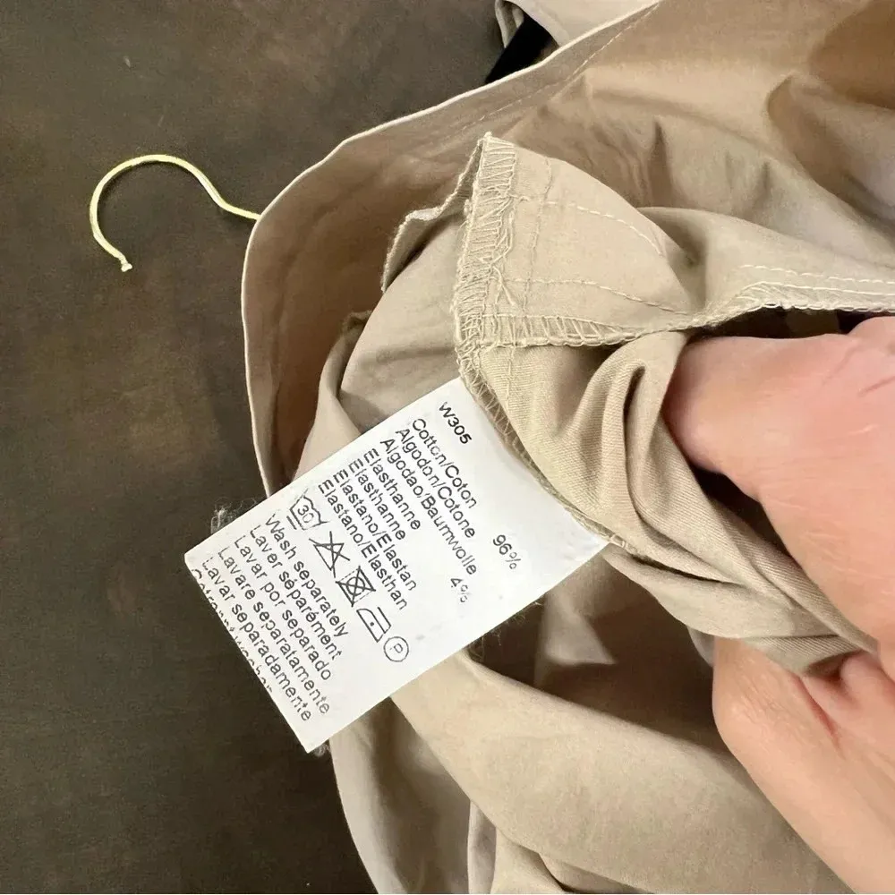 Gerard Darel Khaki Tan Shirt Dress Lace Up Front Cotton 38 M Medium Lagenlook - Image 11