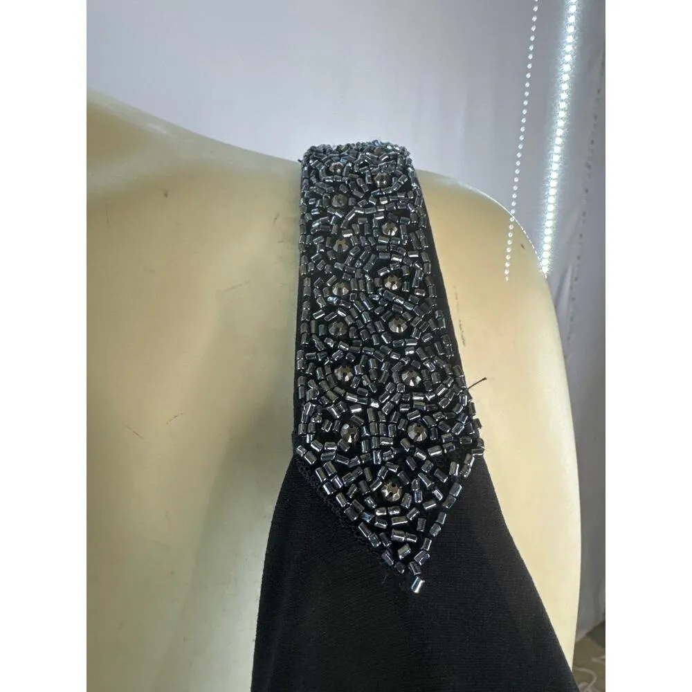 Carmen embellished black Gunmetal Beads Classic sleeveless dress size 10 - Image 11