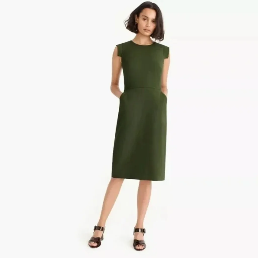 NWT J.Crew Resume Sheath in Dark Seaweed Green Italian Stretch Wool Dress 8 $228 - Image 5