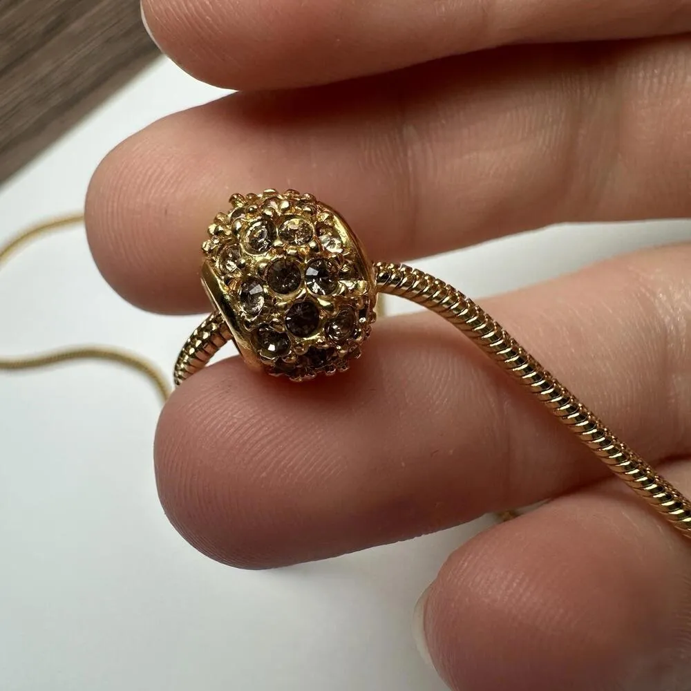 Joan Rivers Soft Brown Champagne Rhinestone Pendant Gold Tone Chain Necklace - Image 7