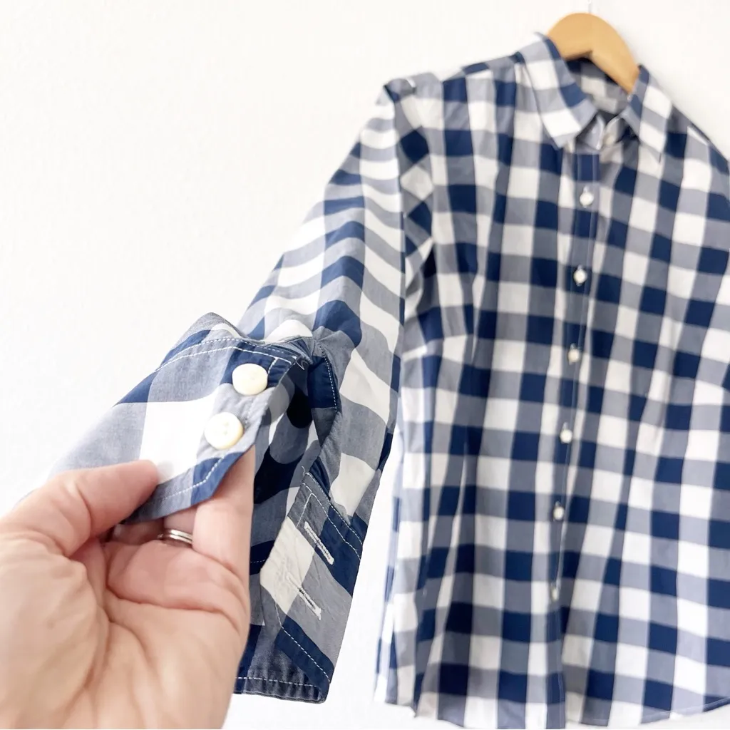 J. McLaughlin Gingham Checker Button Down Shirt in Navy White - Image 4