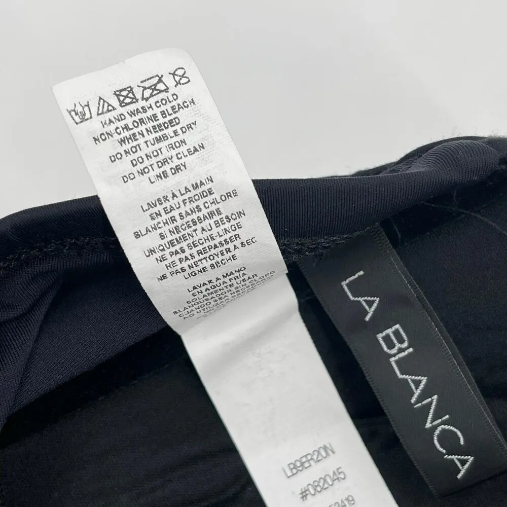 LA BLANCA Swimsuit SZ 14 One Piece Black NEW Twist Bandeau Halter/Strapless - Image 7